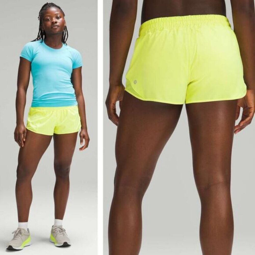 LULULEMON Hotty Hot Low-Rise Lined Short 2.5" Size 14 Electric Lemon